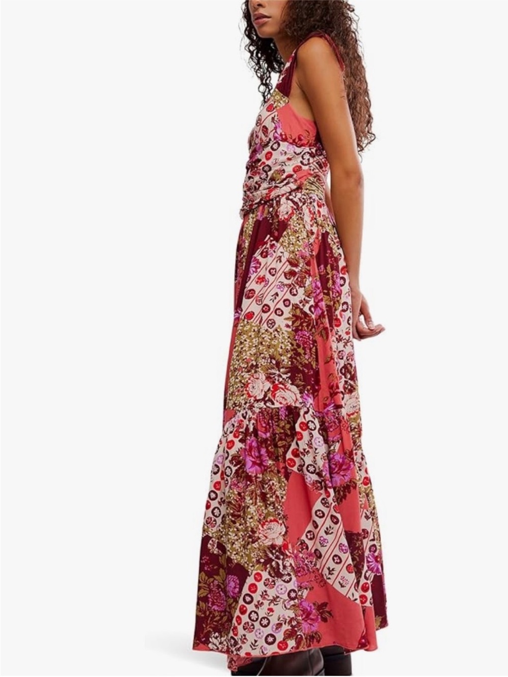 🆕 Free People Maxi Dress Boho Strawberry Patch Pockets Hippie Bohemian Loose XL - Picture 3 of 5